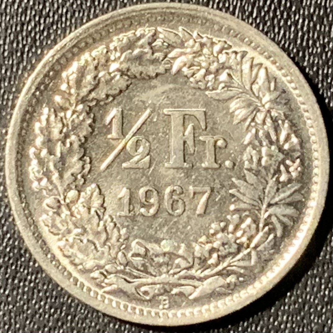 紫瑗钱币——第317期拍卖 瑞士 1967年 赫尔维蒂亚 1/2法郎 2.5克 0.835银 UNC