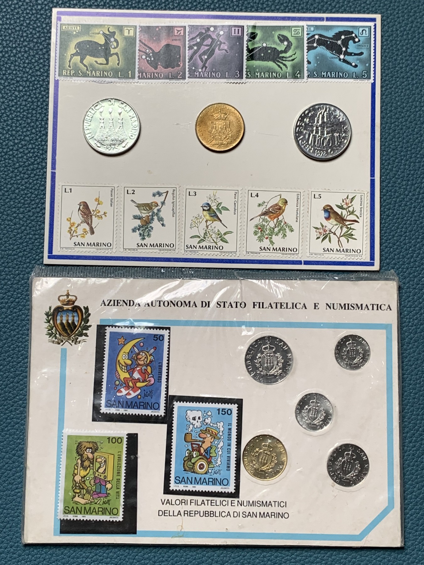 《竞宝斋》第190场-周日，周一 2场 (全场包邮) 圣马力诺7、80年代流通硬币邮票卡册两本全新少见