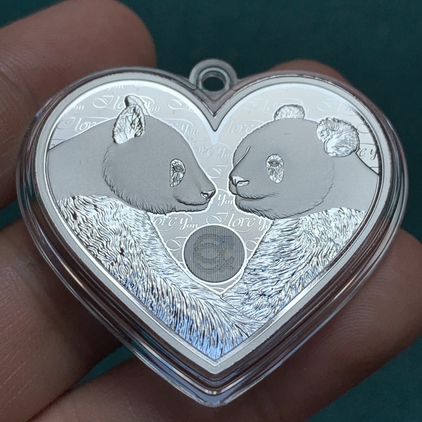 《竞宝斋》第190场-周日，周一 2场 (全场包邮) 中国 2019 天使丘比特 爱情熊猫 心型银章 999银25克 带编号 N可评级