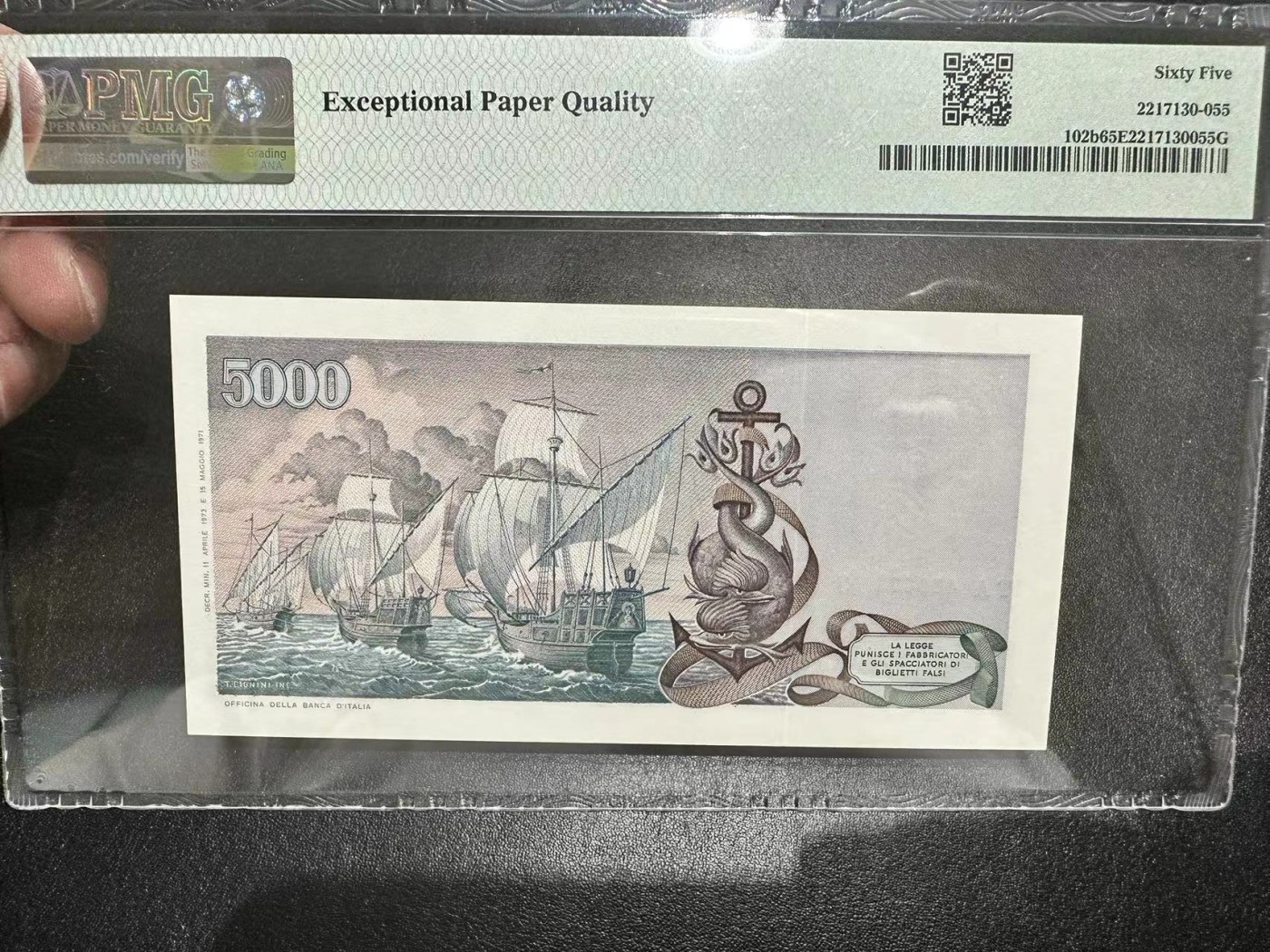 《外钞收藏家》第三百三十一期 1873年意大利5000里拉 PMG65