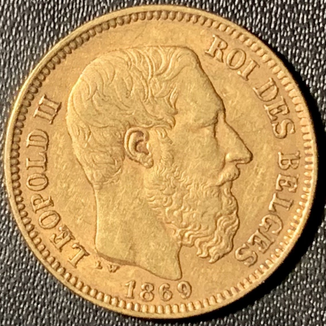 紫瑗钱币——第296期拍卖 比利时 1869年 利奥波德二世 20法郎 6.45克 0.9金
