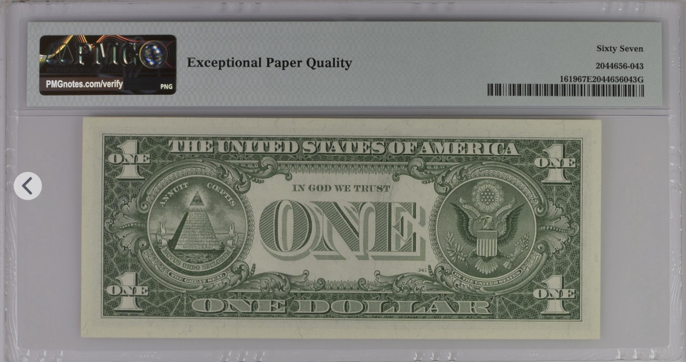 PMG、ACG美元评级专场，无佣金！！！ 1美元蓝库印银圆券Silver Certificate, $1 1957 Small Size