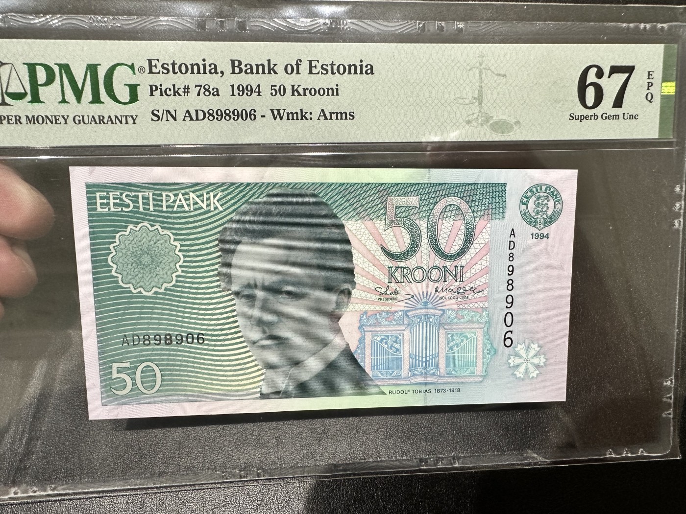 《外钞收藏家》第二百九十二期（连拍第三场） 1994年爱沙尼亚50克朗 PMG67 无47