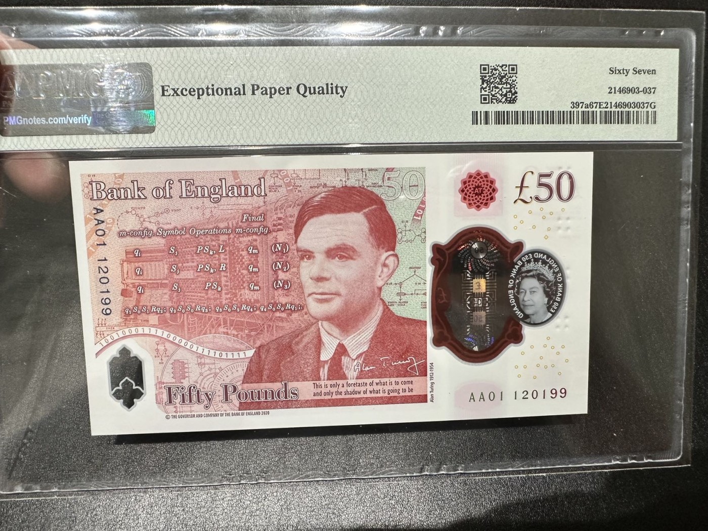 《外钞收藏家》第二百九十二期（连拍第三场） 2020年英国塑料钞100镑 首发AA01冠 无47尾99