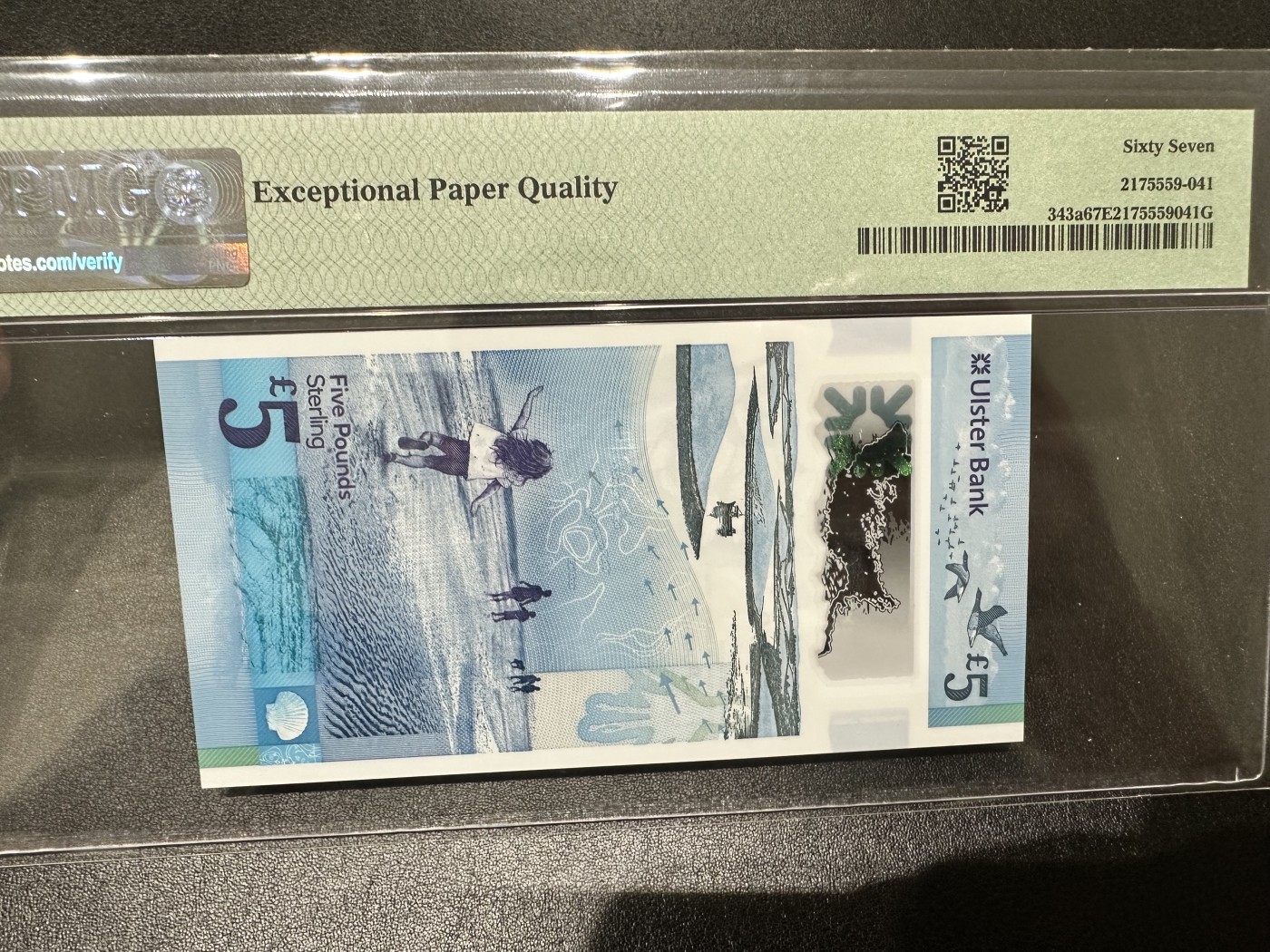 《外钞收藏家》第二百九十二期（连拍第三场） 2018年北爱尔兰5镑 首发冠 AA冠 PMG67 无47尾8