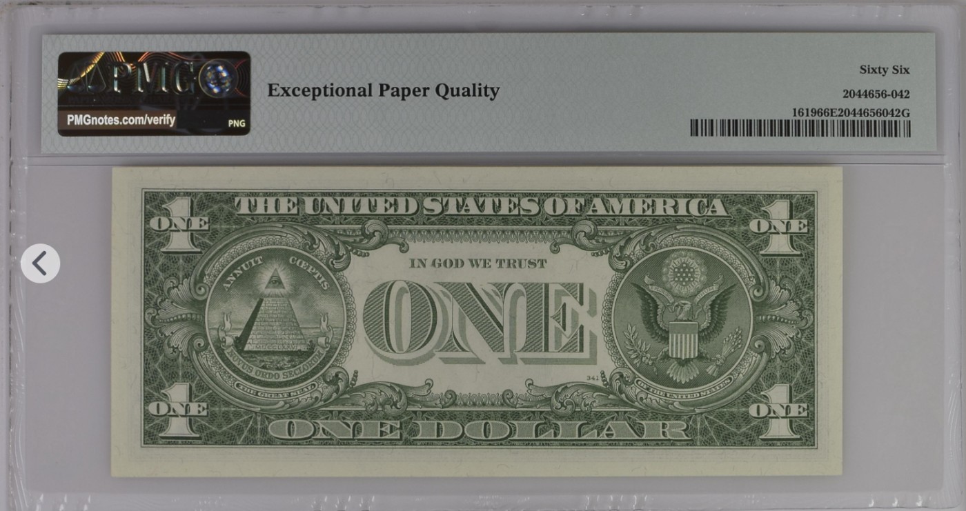 PMG、ACG美元评级专场，无佣金！！！ 1美元蓝库印银圆券Silver Certificate, $1 1957 Small Size