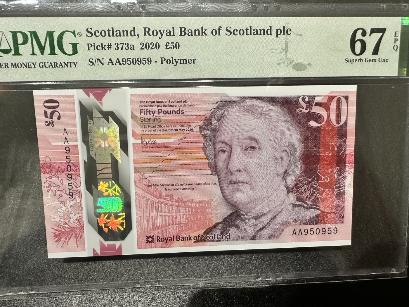 《外钞收藏家》第二百九十二期（连拍第三场） 2020年苏格兰100镑 AA首发冠 PMG67 无47靓号