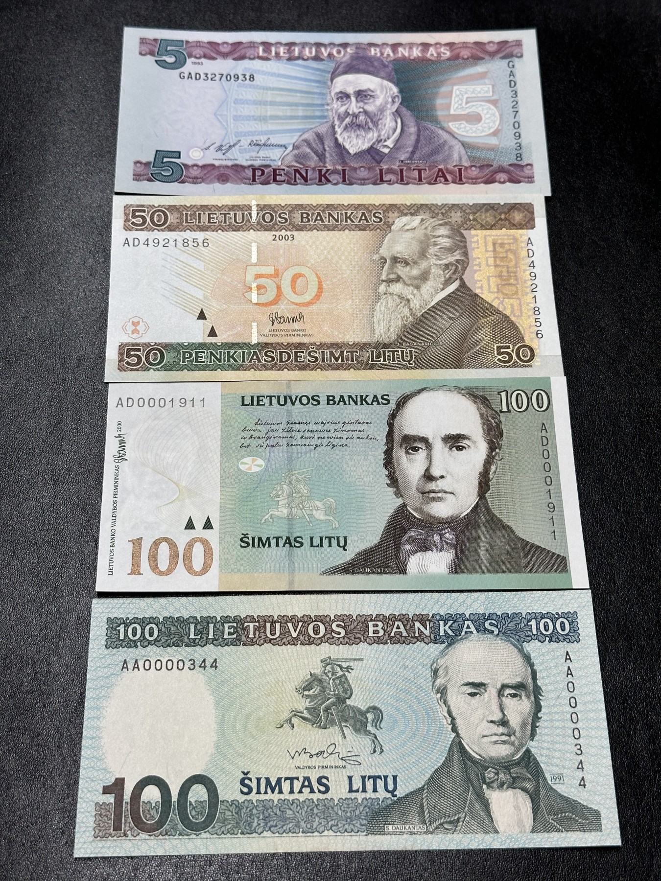 《外钞收藏家》第二百九十一期（荷兰比利时卢森堡欧元专场）（连拍第二场） 立陶宛4枚 全新