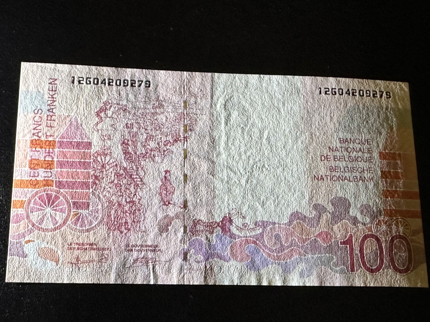 《外钞收藏家》第二百九十二期（连拍第三场） 比利时末版100法郎 AU品相