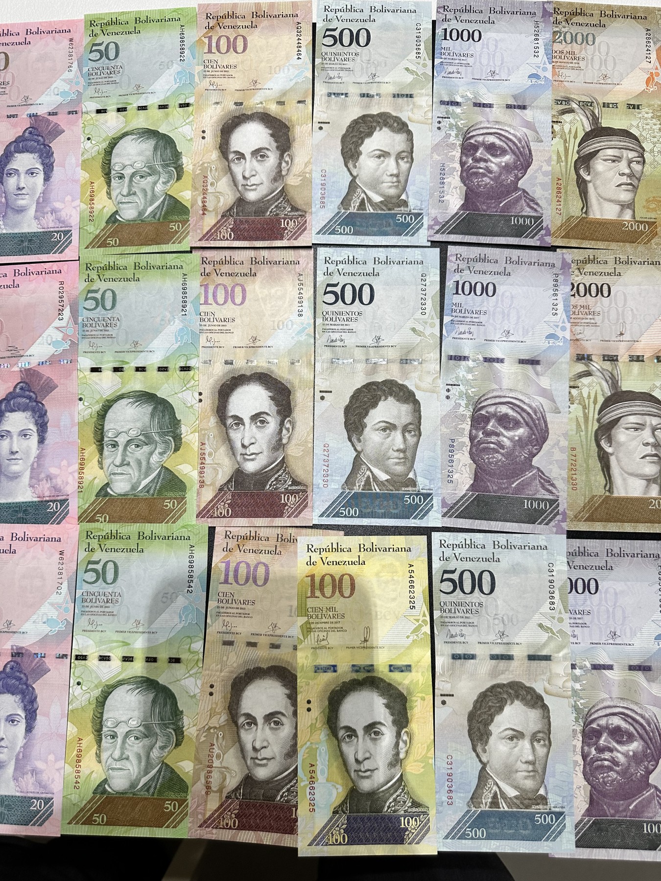 《外钞收藏家》第二百九十二期（连拍第三场） 全新品相委内瑞拉纸币 三套一起 全新UNC