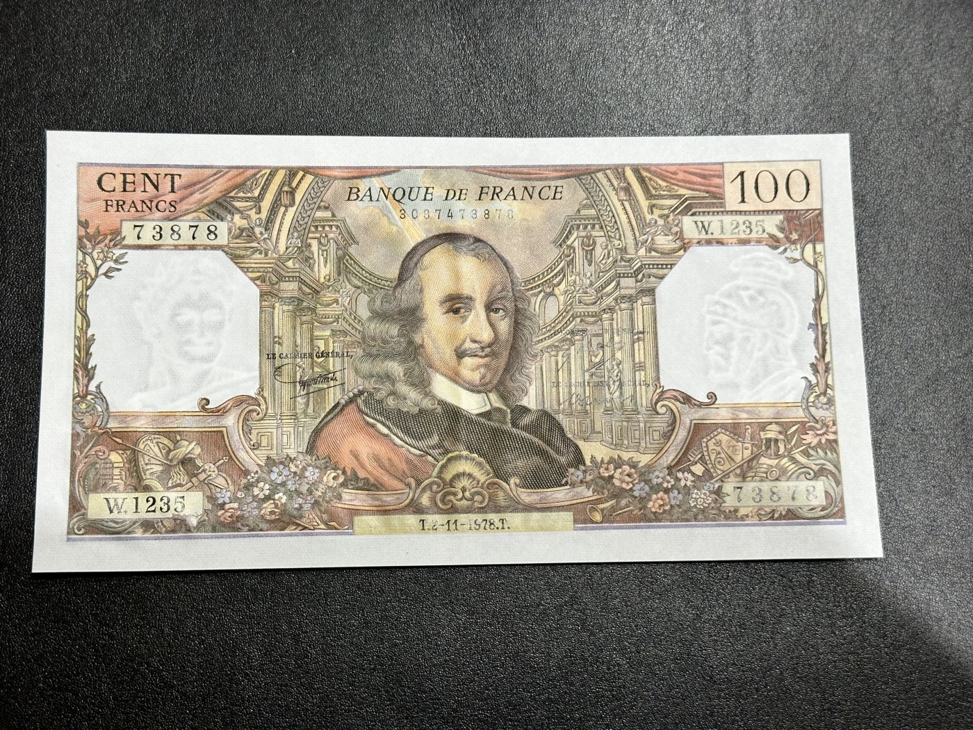 《外钞收藏家》第二百九十二期（连拍第三场） 1978年法国100法郎 全新 无针孔无潮 有一道压痕