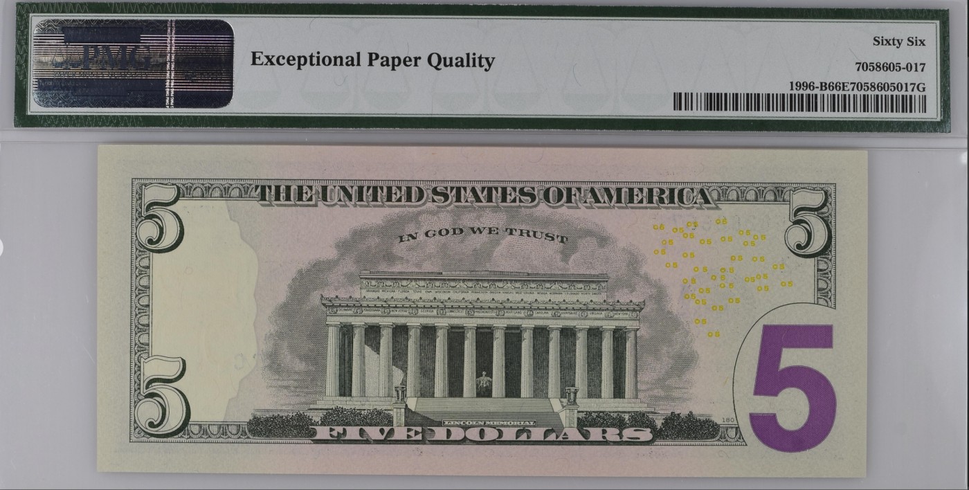 PMG、ACG美元评级专场，无佣金！！！ MB58288667C5美元绿库印联邦券Federal Reserve Note New York, $5 2013 Small Size