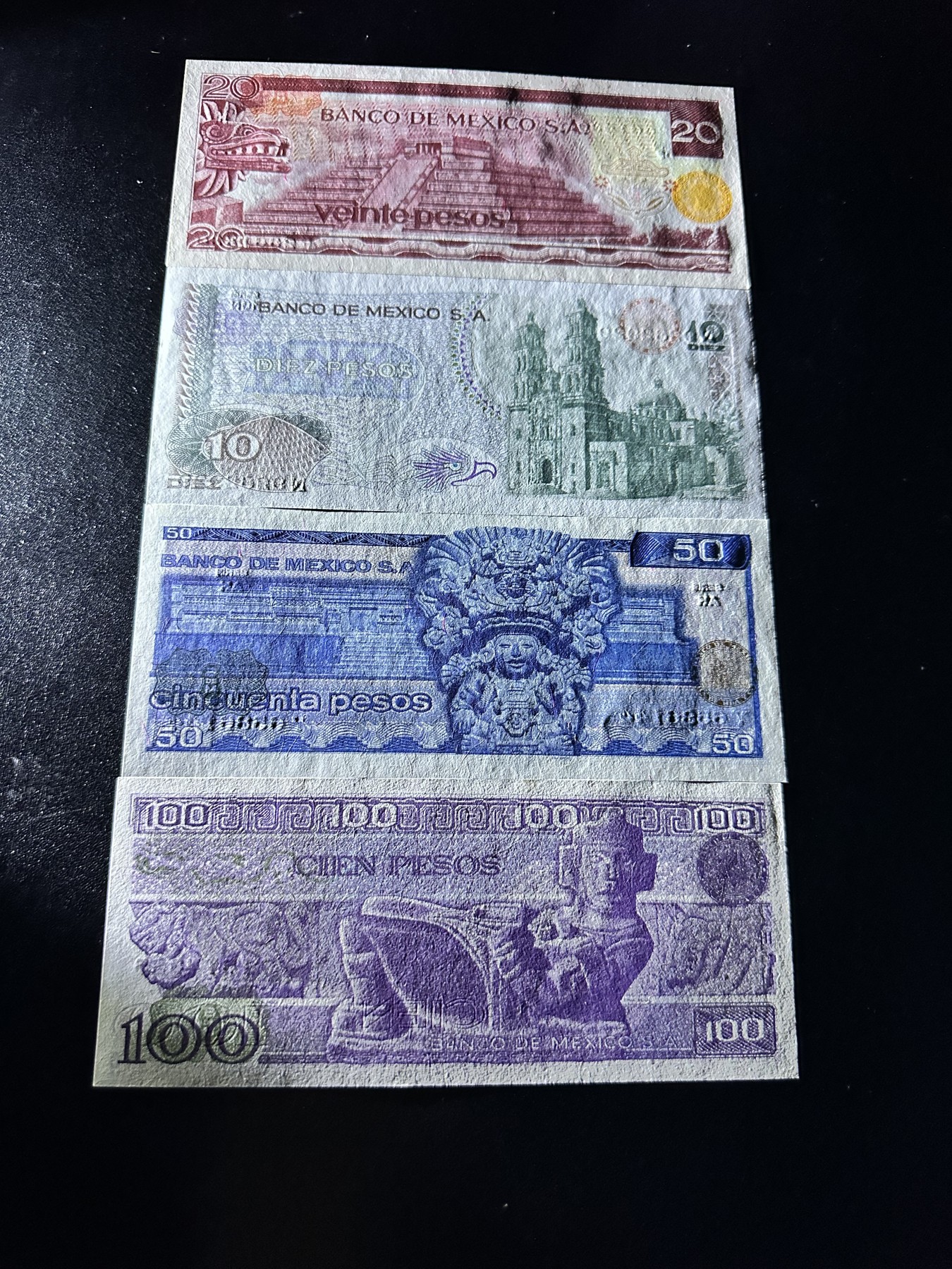 《外钞收藏家》第二百九十二期（连拍第三场） 墨西哥 名人版 一套四枚 全新 轻微潮