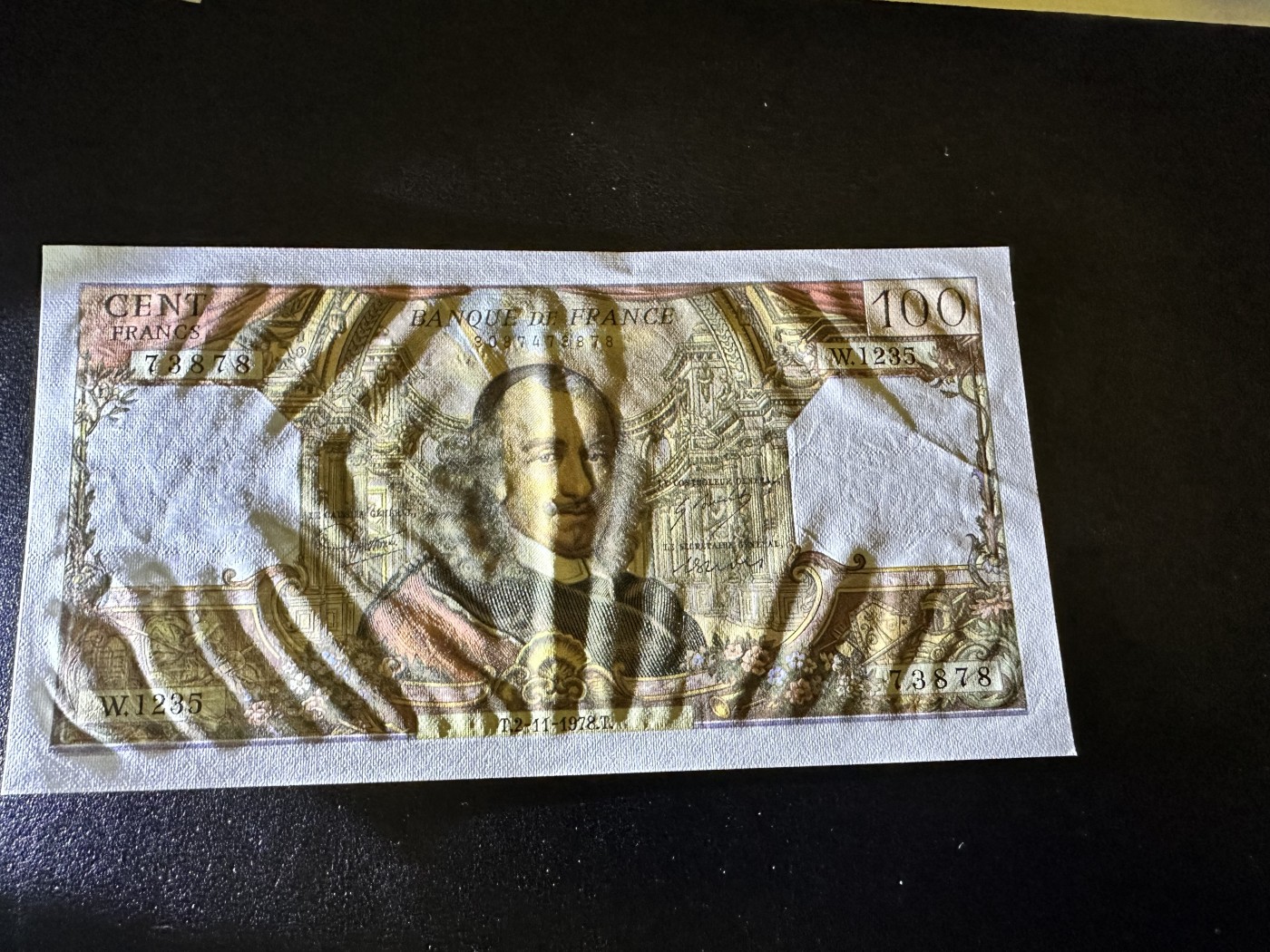 《外钞收藏家》第二百九十二期（连拍第三场） 1978年法国100法郎 全新 无针孔无潮 有一道压痕