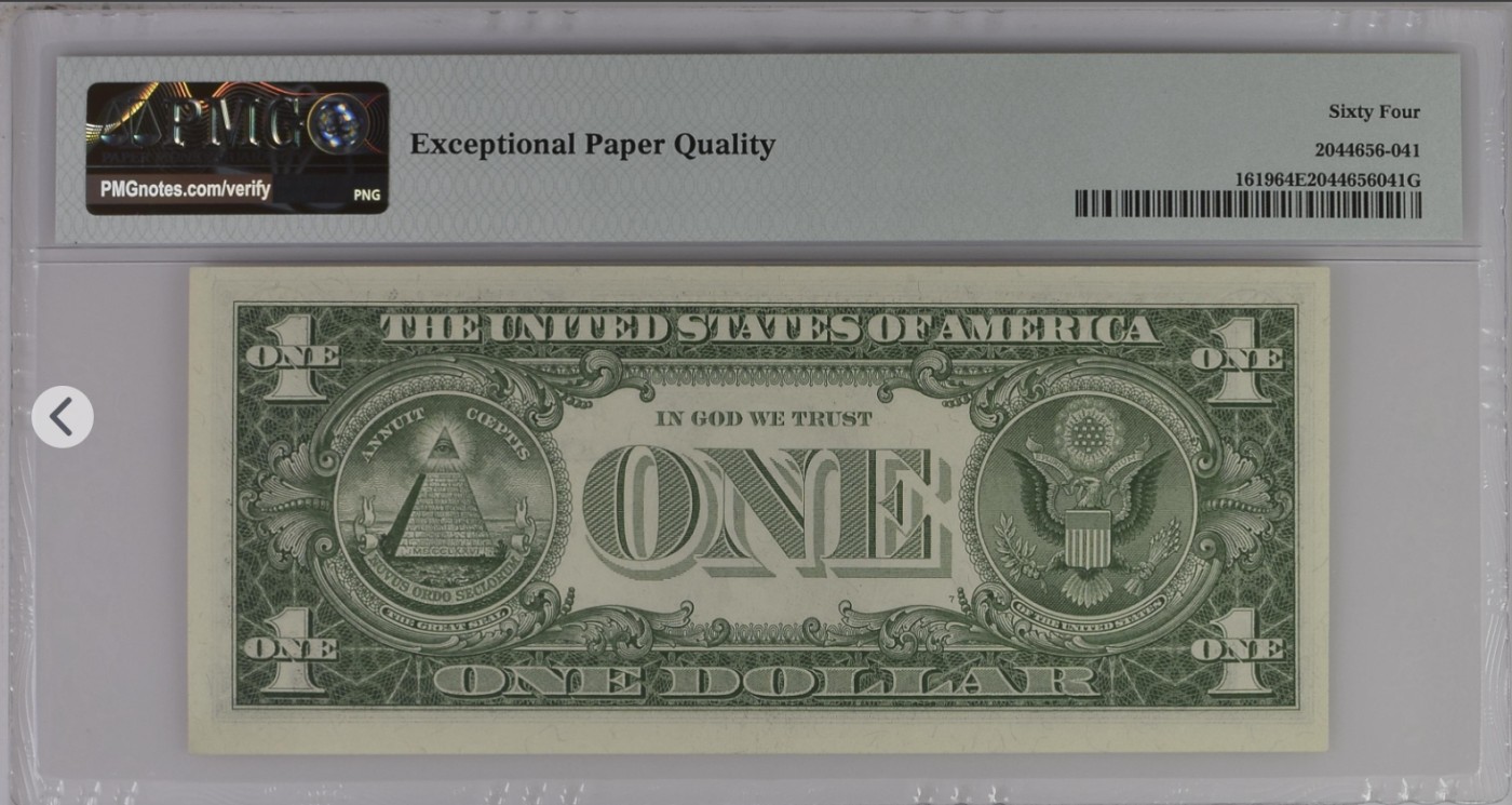 PMG、ACG美元评级专场，无佣金！！！ 1美元蓝库印银圆券AA首发冠A06821628ASilver Certificate, $1 1957 Small Size