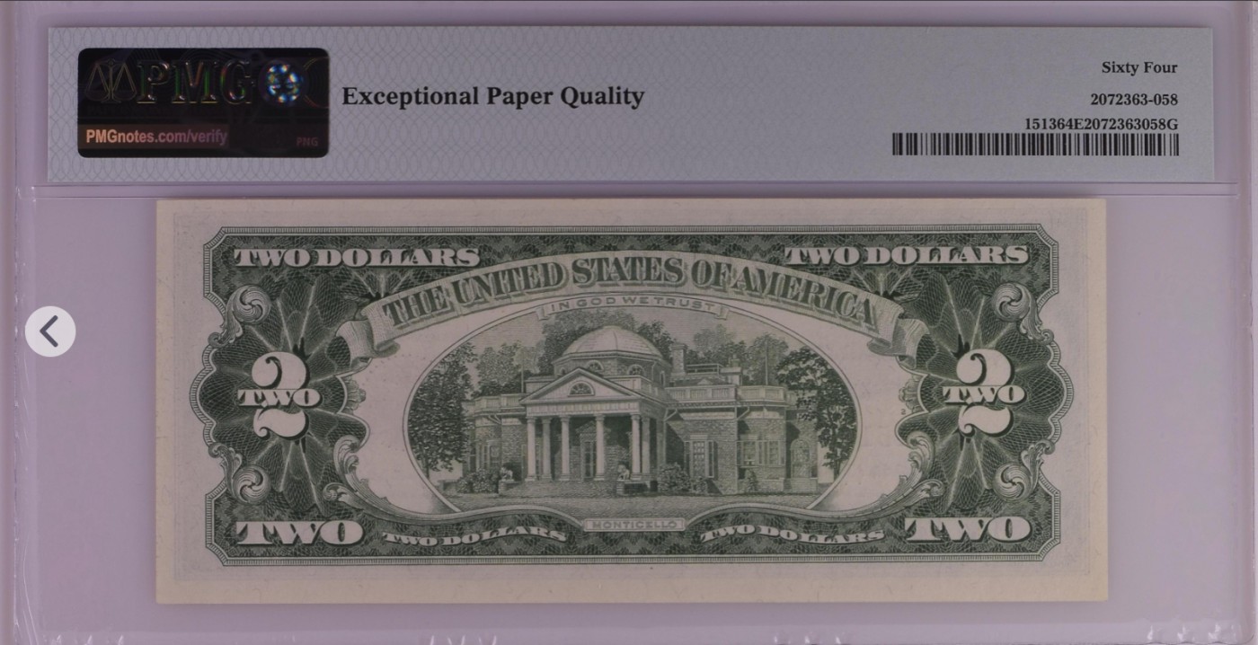 PMG、ACG美元评级专场，无佣金！！！ 2美元红库印战争券Legal Tender Note, $2 1963 Small Size