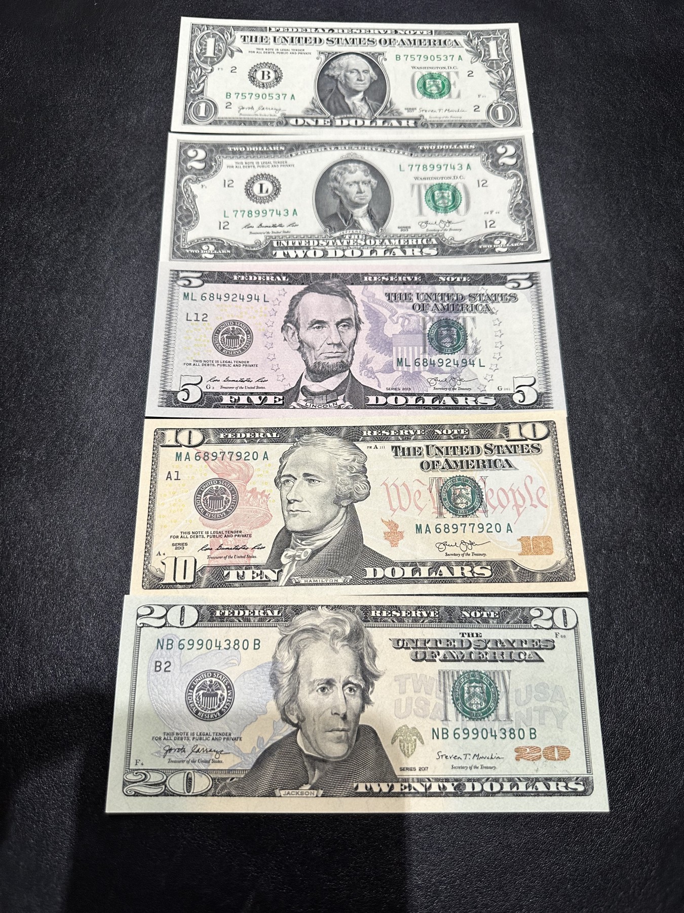 《外钞收藏家》第二百九十二期（连拍第三场） 美元1-20 五张一起 全新UNC