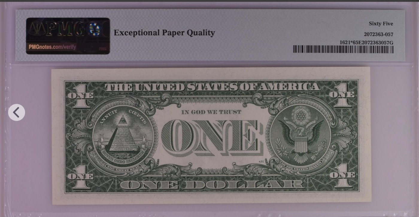 PMG、ACG美元评级专场，无佣金！！！ 1美元蓝库印银圆券Silver Certificate, $1 1957B Small Size