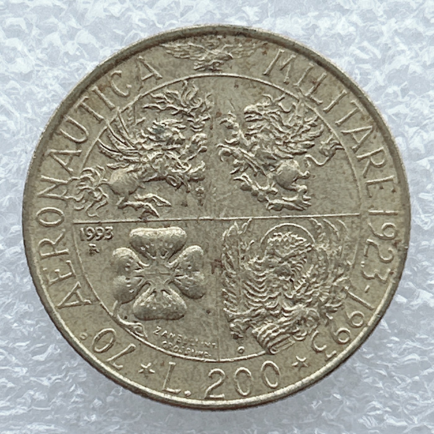 全场一元起拍 世界钱币散币场 第19期 意大利200里拉军事航空70周年纪念币