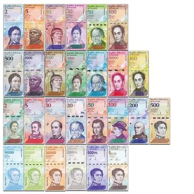外钞专场第③场 - 全新UNC 玻利瓦尔2-100万大全套27张