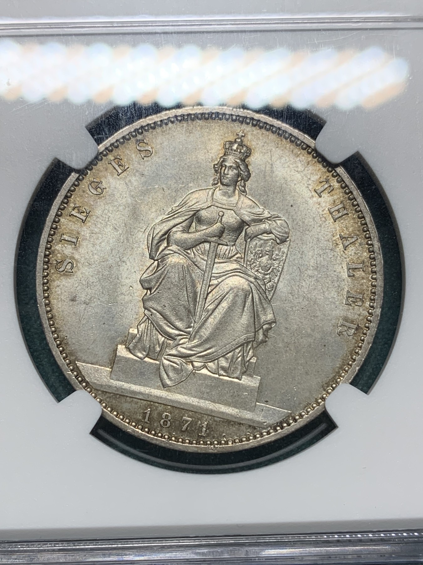 欢迎参加《竞宝斋》为爱冲冲冲 七夕特拍专场 ！第191场 (全场包邮) NGC-MS64 德国 1871年 普鲁士胜利泰勒 丝滑状态 带底光 非常漂亮
