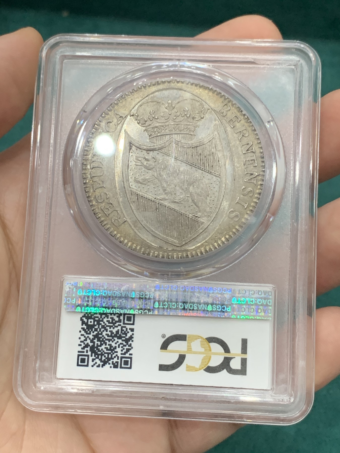 PCGS MS64+ 瑞士 1798  伯尔尼 雇佣兵 泰勒 大银币 转光高分 背面支撑小磕