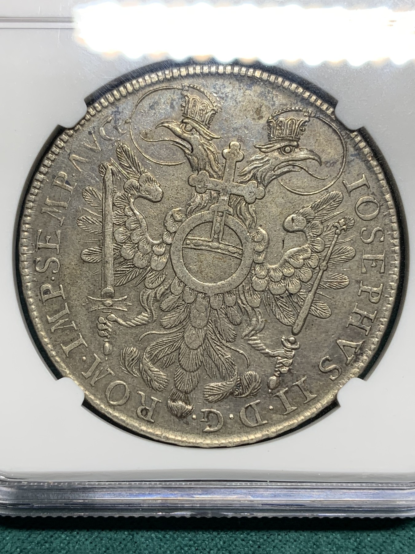 欢迎参加《竞宝斋》为爱冲冲冲 七夕特拍专场 ！第191场 (全场包邮) NGC-AU50德国 德意志地区 纽伦堡景观泰勒大银币 1768年的难得有分 包浆醇厚自然微微带彩