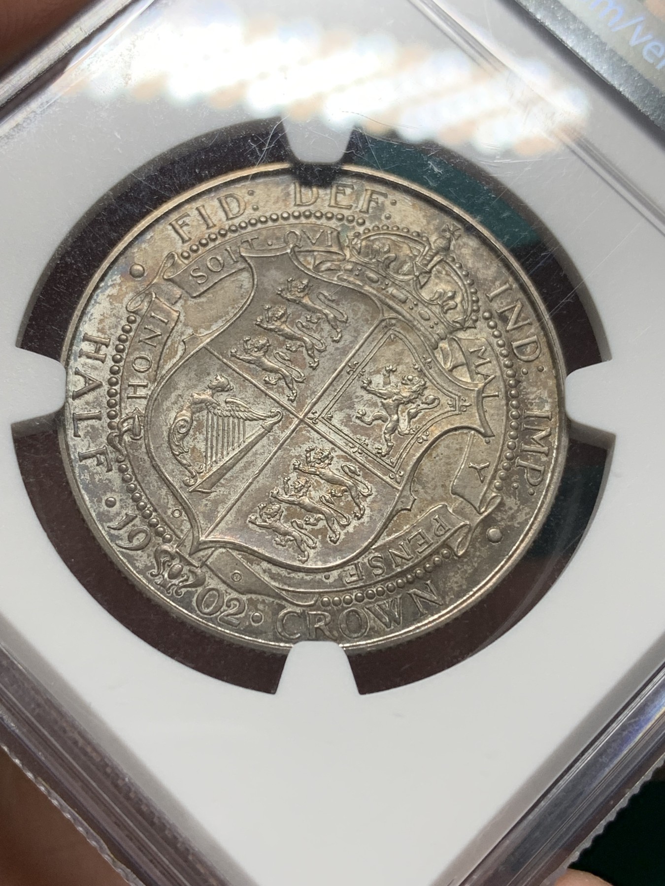 欢迎参加《竞宝斋》为爱冲冲冲 七夕特拍专场 ！第191场 (全场包邮) NGC-PF63MATTE  英国1902年爱七半克朗 银币 双面深彩包浆 可藏