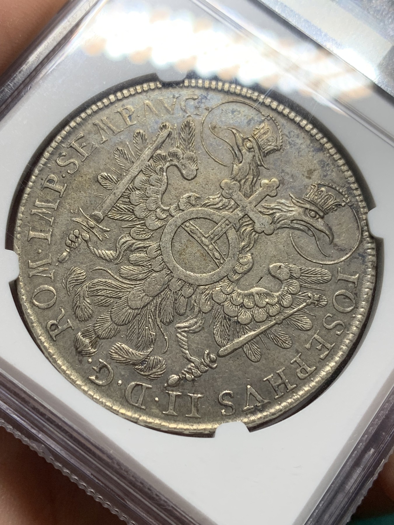 欢迎参加《竞宝斋》为爱冲冲冲 七夕特拍专场 ！第191场 (全场包邮) NGC-AU50德国 德意志地区 纽伦堡景观泰勒大银币 1768年的难得有分 包浆醇厚自然微微带彩