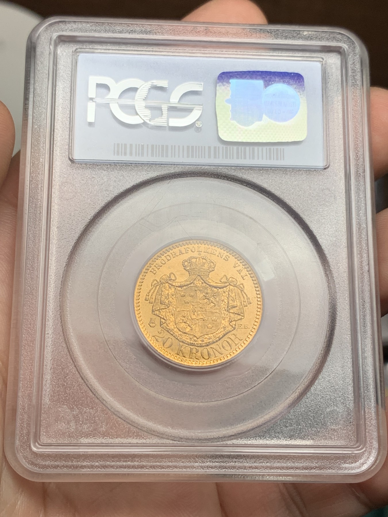 欢迎参加《竞宝斋》为爱冲冲冲 七夕特拍专场 ！第191场 (全场包邮) PCGS MS66 瑞典 1884年 奥斯卡二世20克朗金币 8.96克 顶级高分 少见品种