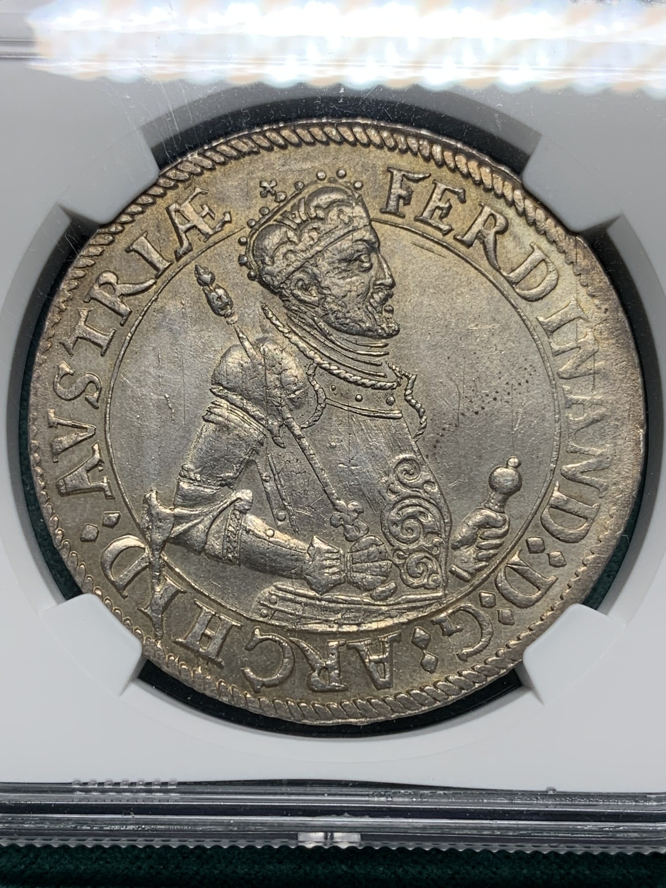 欢迎参加《竞宝斋》为爱冲冲冲 七夕特拍专场 ！第191场 (全场包邮) NGC-MS63  神圣罗马帝国 1564-95年 1泰勒 大银币霍尔造币厂 双面五彩包浆好状态 一枚毕业