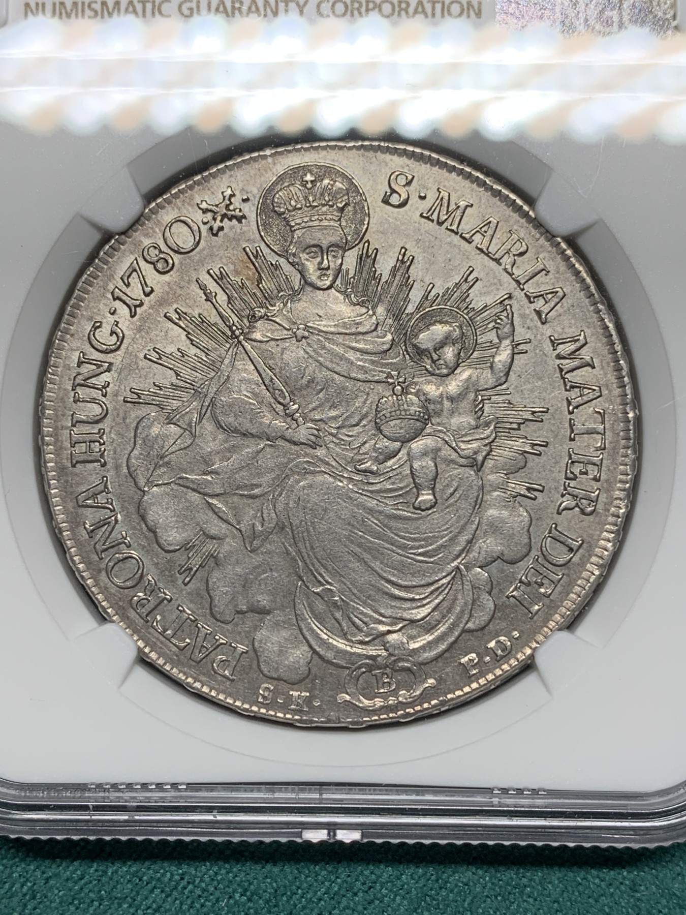 欢迎参加《竞宝斋》为爱冲冲冲 七夕特拍专场 ！第191场 (全场包邮) NGC MS62  1780原铸大奶妈匈牙利圣母抱婴泰勒银币