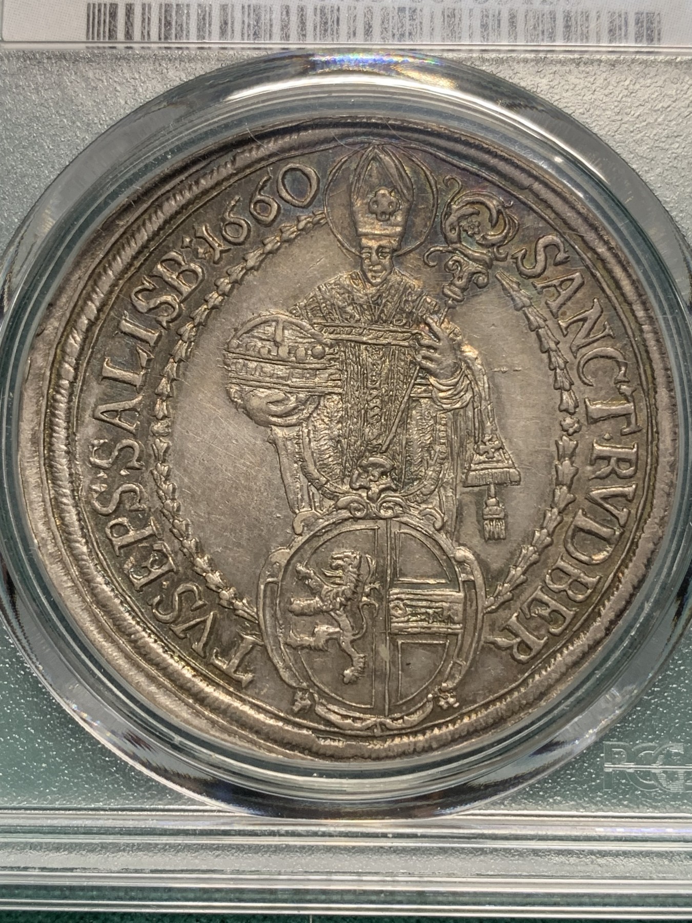 欢迎参加《竞宝斋》为爱冲冲冲 七夕特拍专场 ！第191场 (全场包邮) PCGS MS63 奥地利 萨尔茨堡大主教区 1660年 泰勒大银币 圣母抱婴版 原味包浆 分好 状态难得