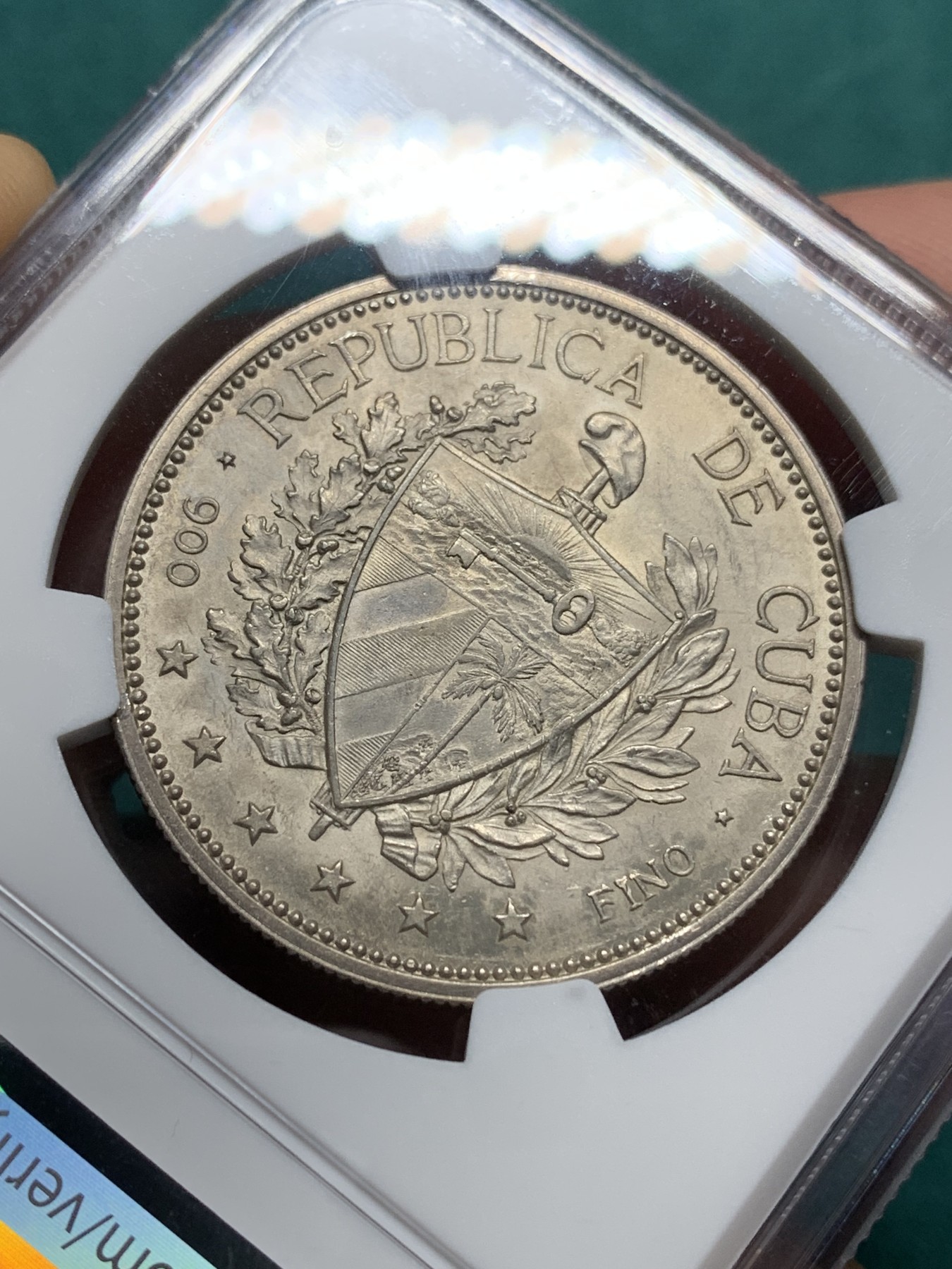 欢迎参加《竞宝斋》为爱冲冲冲 七夕特拍专场 ！第191场 (全场包邮) NGC-MS62 古巴 1897年 女神 1比索 银币 少见TYPE3版别 入盒数量是TYPE1的一半 名家旧藏