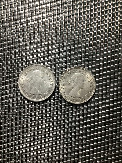 【城南旧事】新店开业活动～全场包邮第二期（共三期） - 英国1963年伊丽莎白二世六便士银币2枚
