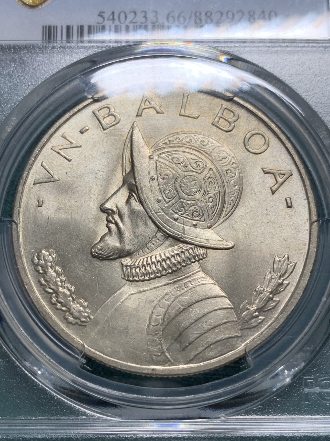 欢迎参加《竞宝斋》为爱冲冲冲 七夕特拍专场 ！第191场 (全场包邮) PCGS-MS66 巴拿马1947年1巴波亚主币大银币，稀少高分亚军分数，这个品种分数国内仅见