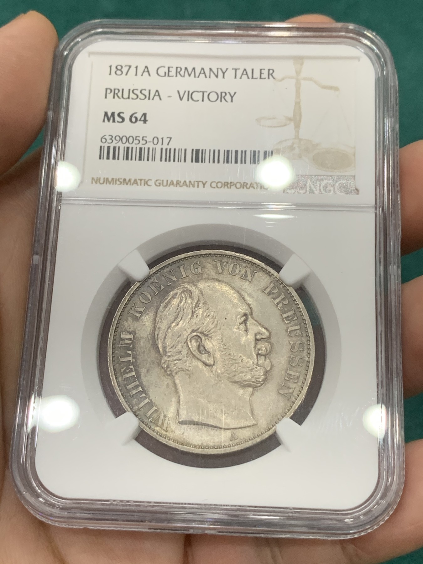 欢迎参加《竞宝斋》为爱冲冲冲 七夕特拍专场 ！第191场 (全场包邮) NGC-MS64 德国 1871年 普鲁士胜利泰勒 丝滑状态 带底光 非常漂亮