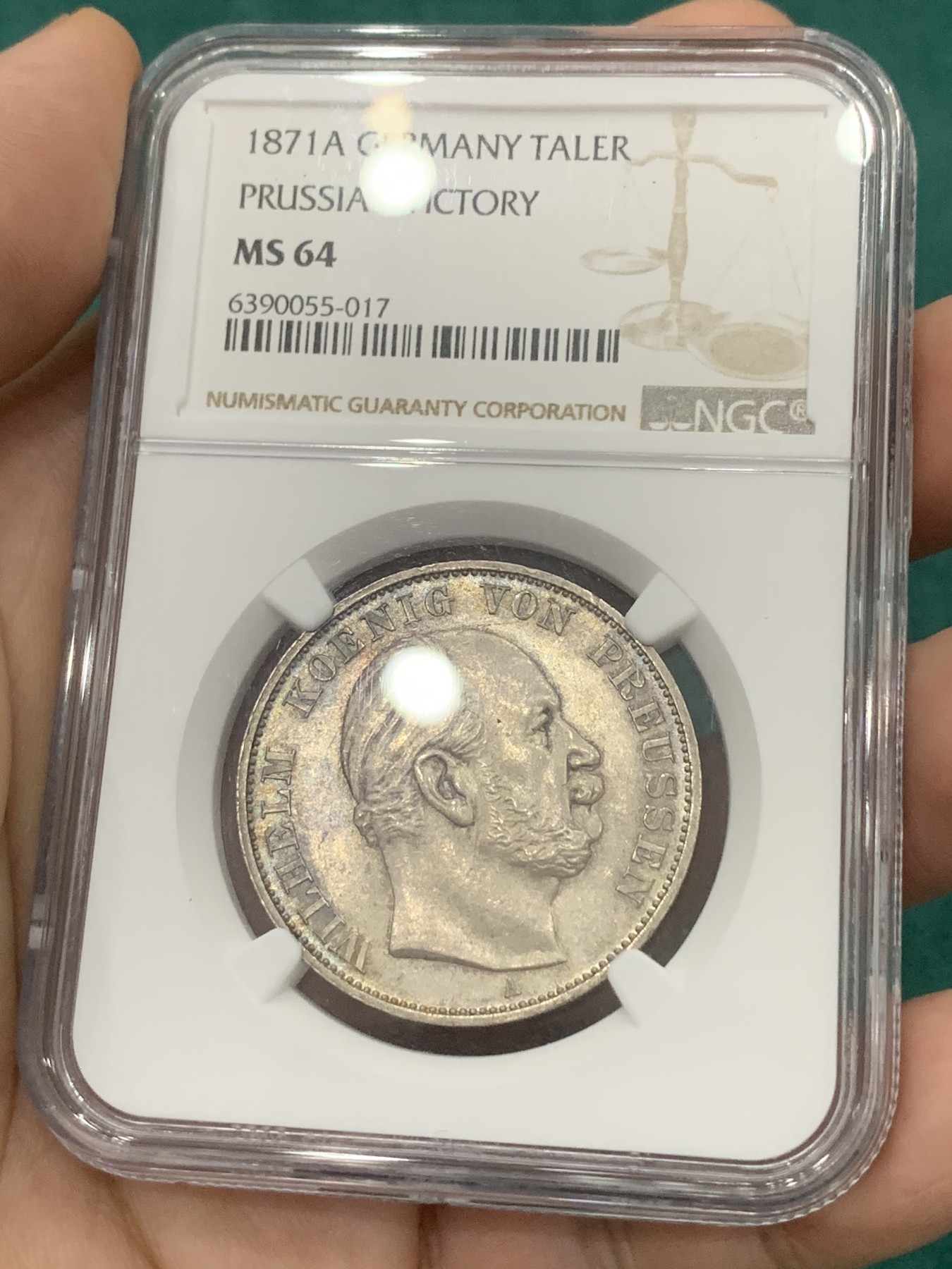 欢迎参加《竞宝斋》为爱冲冲冲 七夕特拍专场 ！第191场 (全场包邮) NGC-MS64 德国 1871年 普鲁士胜利泰勒 丝滑状态 带底光 非常漂亮