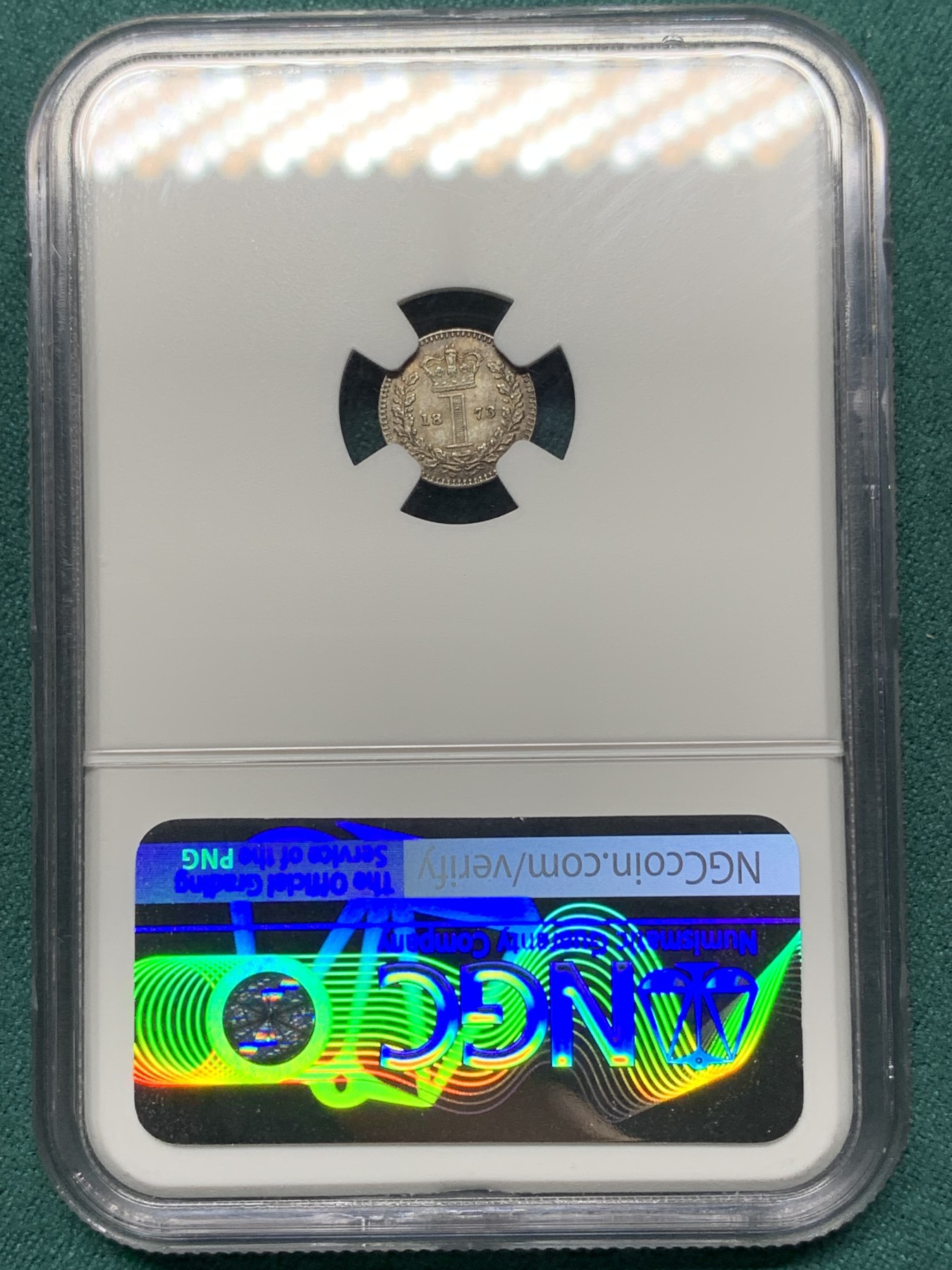 欢迎参加《竞宝斋》为爱冲冲冲 七夕特拍专场 ！第191场 (全场包邮) NGC-MS66 英国 1873年 1/2/3/4便士 青年维多利亚 濯足银币 原味包浆 其中2/3便士冠军分 1/4便士亚军分 难得的高分自藏品