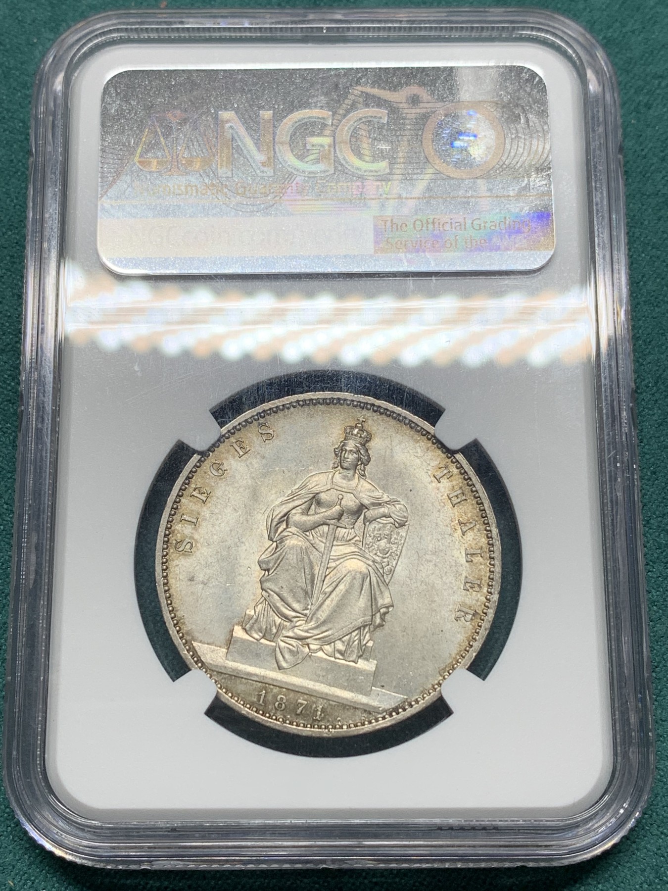 欢迎参加《竞宝斋》为爱冲冲冲 七夕特拍专场 ！第191场 (全场包邮) NGC-MS64 德国 1871年 普鲁士胜利泰勒 丝滑状态 带底光 非常漂亮