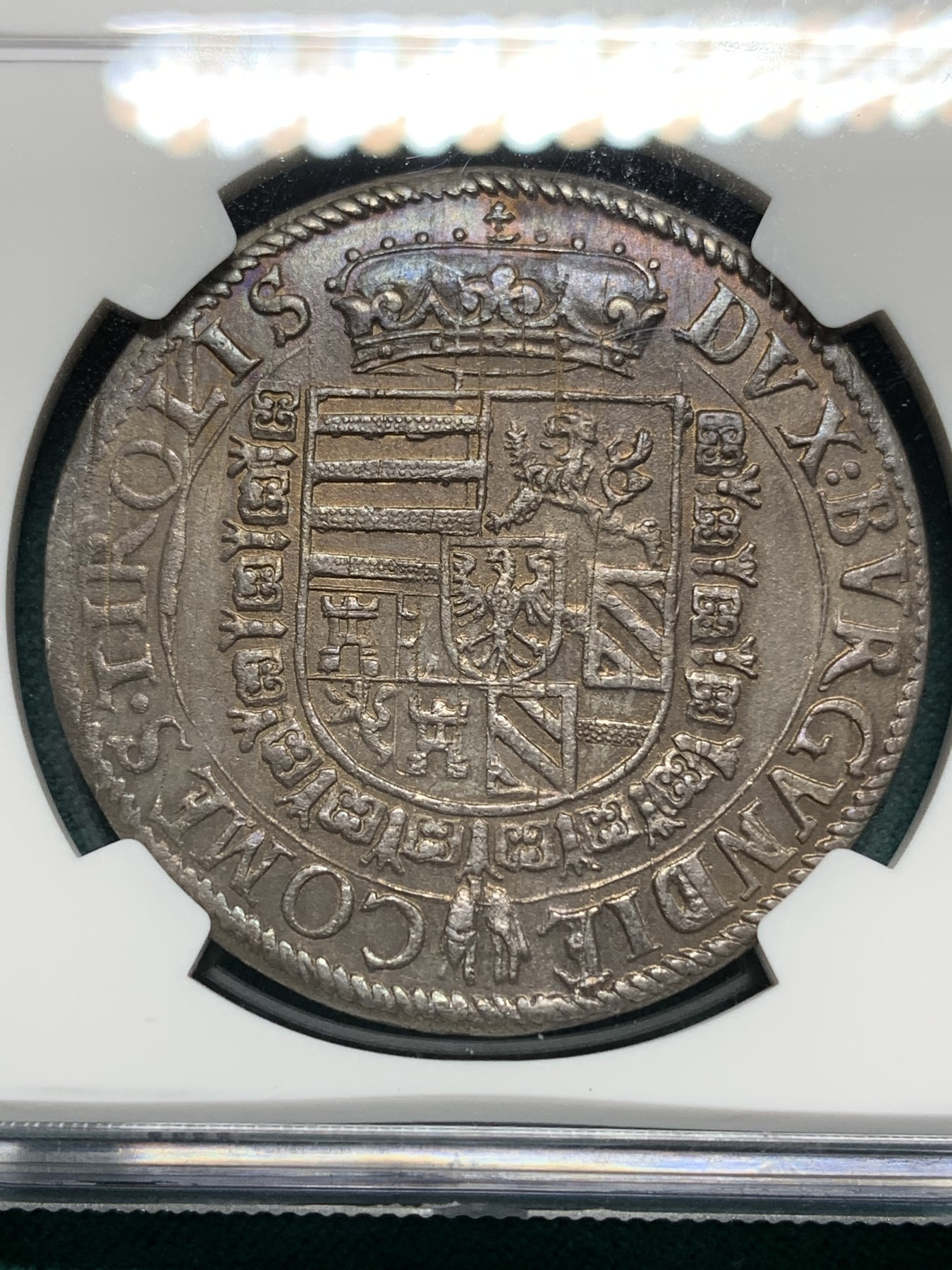 欢迎参加《竞宝斋》为爱冲冲冲 七夕特拍专场 ！第191场 (全场包邮) NGC-MS63  神圣罗马帝国 1564-95年 1泰勒 大银币霍尔造币厂 双面五彩包浆好状态 一枚毕业