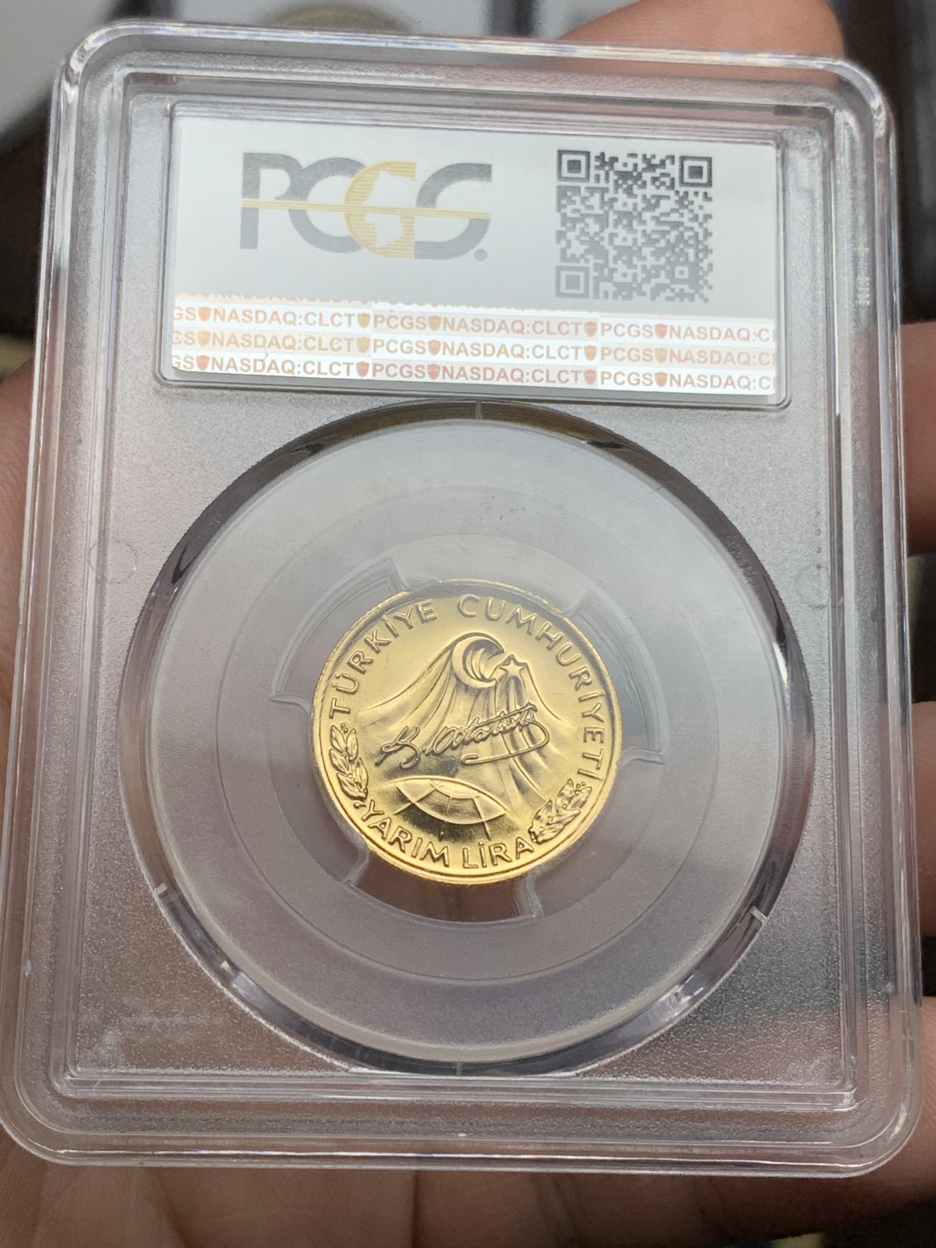 欢迎参加《竞宝斋》为爱冲冲冲 七夕特拍专场 ！第191场 (全场包邮) PCGS MS68 1981年土耳其国父凯末尔诞辰百年1/2里拉金币（8克917金）