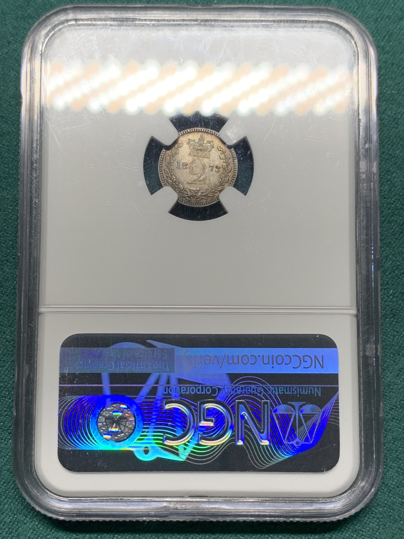 欢迎参加《竞宝斋》为爱冲冲冲 七夕特拍专场 ！第191场 (全场包邮) NGC-MS66 英国 1873年 1/2/3/4便士 青年维多利亚 濯足银币 原味包浆 其中2/3便士冠军分 1/4便士亚军分 难得的高分自藏品