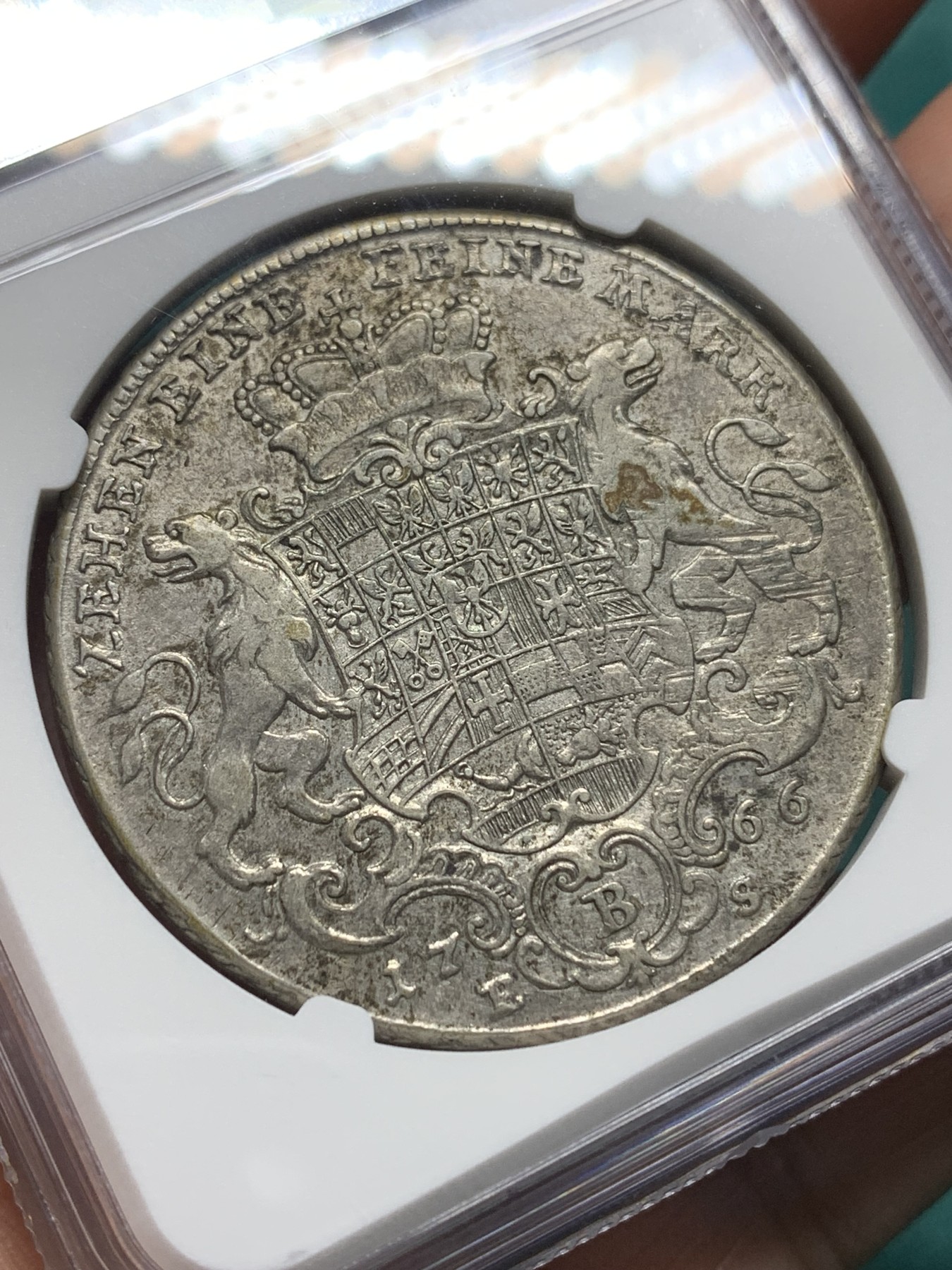 欢迎参加《竞宝斋》为爱冲冲冲 七夕特拍专场 ！第191场 (全场包邮) NGC-XF45 神圣罗马帝国 1766年 勃兰登堡-拜罗伊特 1泰勒 少见品种 出分难得 双面图案细节打制清洗 更高分仅3枚
