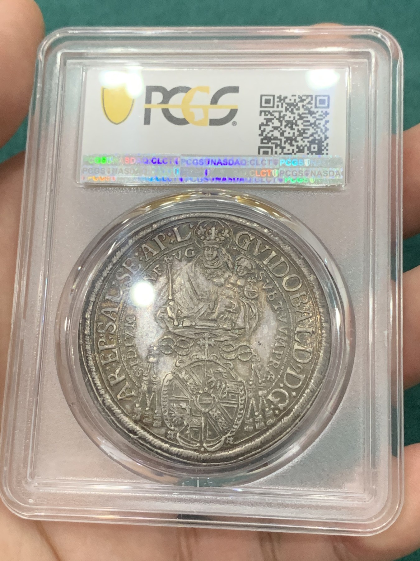欢迎参加《竞宝斋》为爱冲冲冲 七夕特拍专场 ！第191场 (全场包邮) PCGS MS63 奥地利 萨尔茨堡大主教区 1660年 泰勒大银币 圣母抱婴版 原味包浆 分好 状态难得