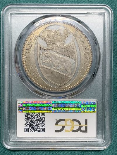 PCGS MS64+ 瑞士 1798  伯尔尼 雇佣兵 泰勒 大银币 转光高分 背面支撑小磕