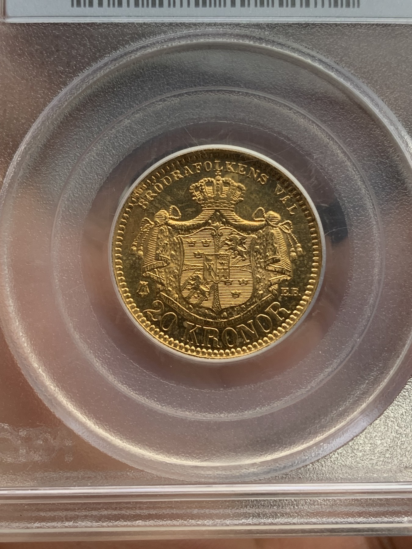 欢迎参加《竞宝斋》为爱冲冲冲 七夕特拍专场 ！第191场 (全场包邮) PCGS MS66 瑞典 1884年 奥斯卡二世20克朗金币 8.96克 顶级高分 少见品种