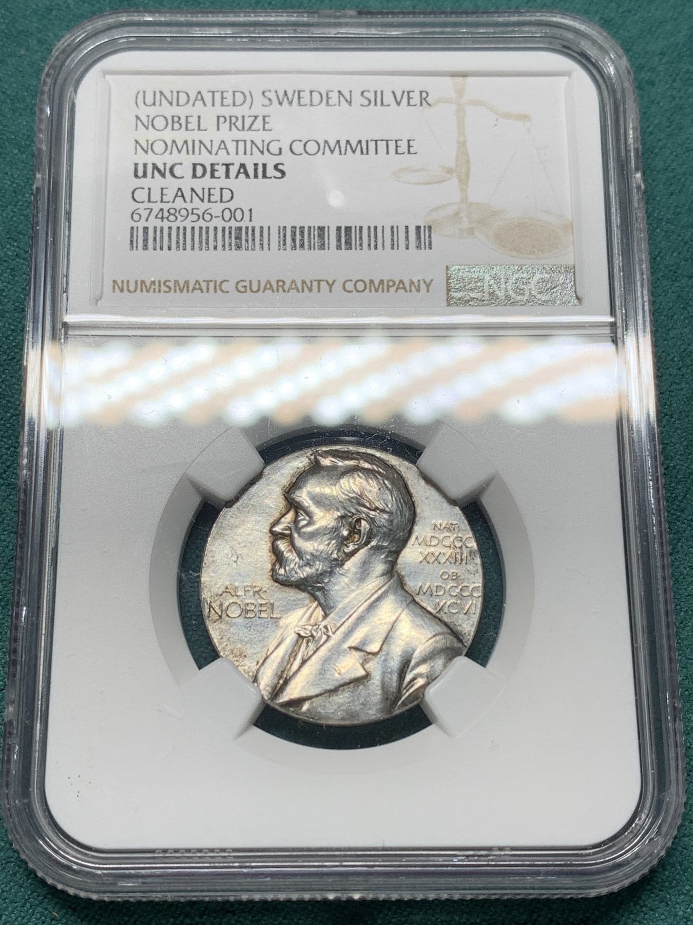 欢迎参加《竞宝斋》为爱冲冲冲 七夕特拍专场 ！第191场 (全场包邮) NGC UNC 瑞典 诺贝尔奖 提名委员会 银章 稀缺品种 值得收藏 感觉可以给分