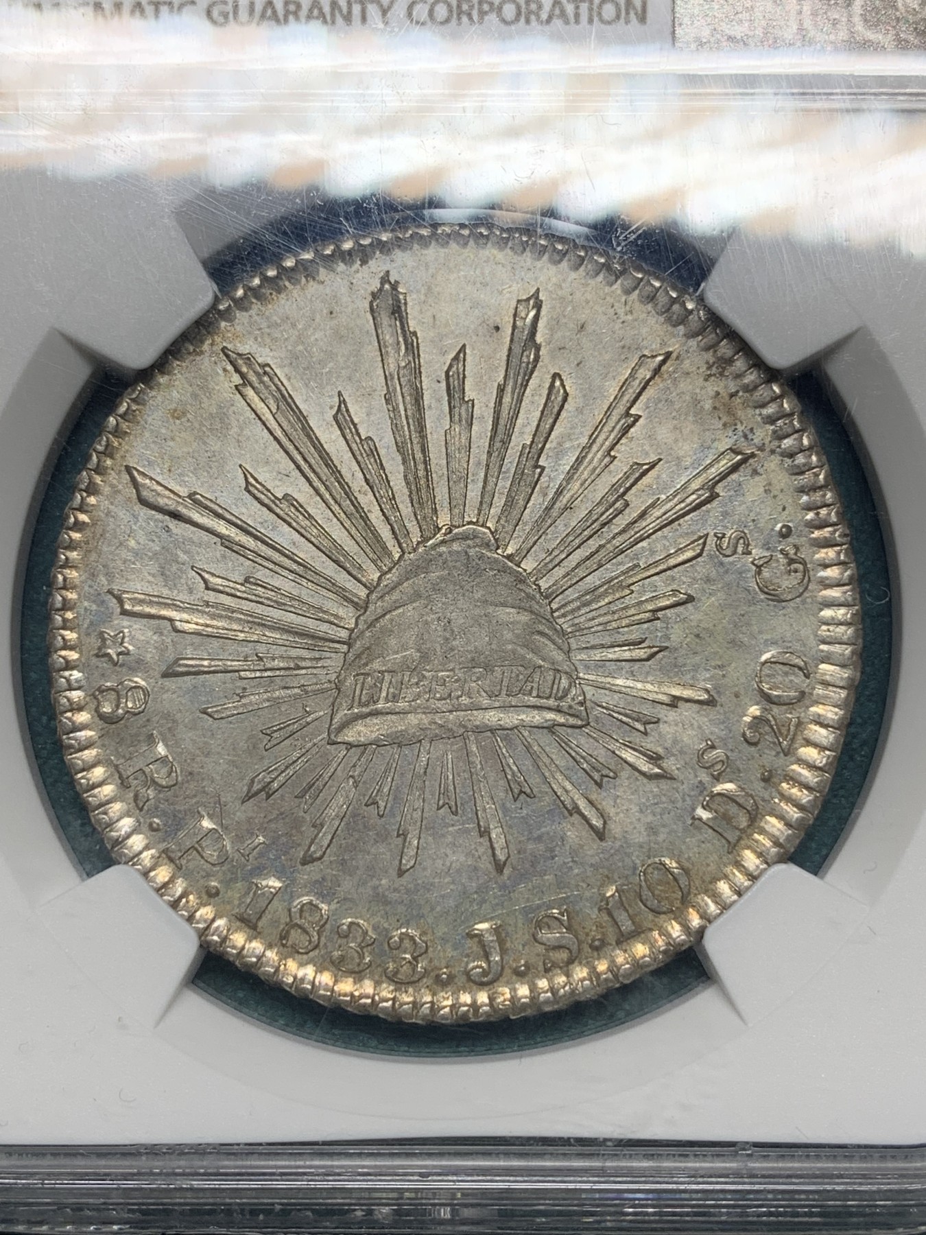 欢迎参加《竞宝斋》为爱冲冲冲 七夕特拍专场 ！第191场 (全场包邮) NGC MS61 墨西哥早期1833年鹰洋 全深打 带光 少见早期PI厂8R