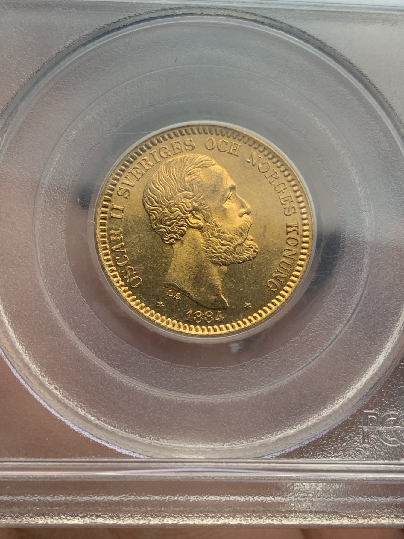 欢迎参加《竞宝斋》为爱冲冲冲 七夕特拍专场 ！第191场 (全场包邮) PCGS MS66 瑞典 1884年 奥斯卡二世20克朗金币 8.96克 顶级高分 少见品种